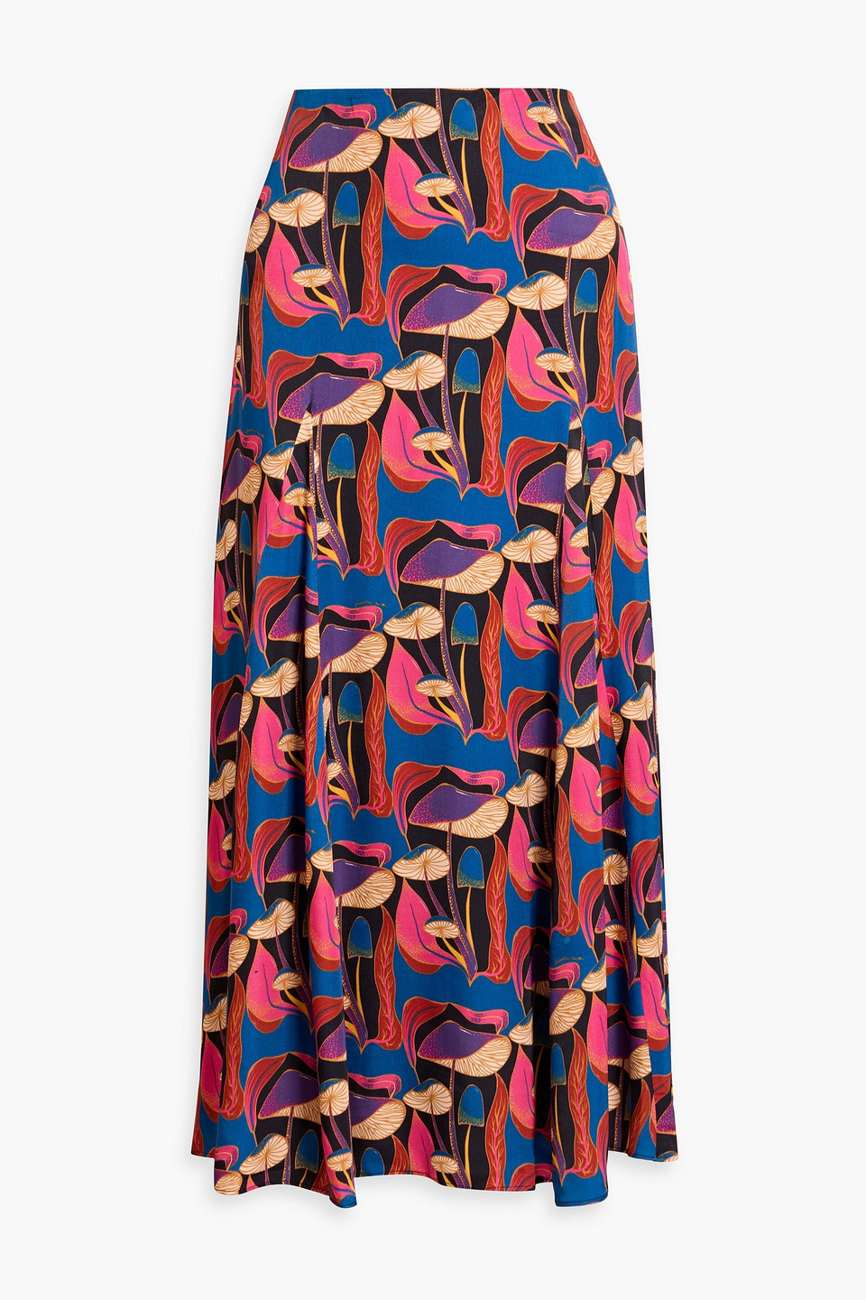 farm rio - printed woven midi skirt - blue - xxs