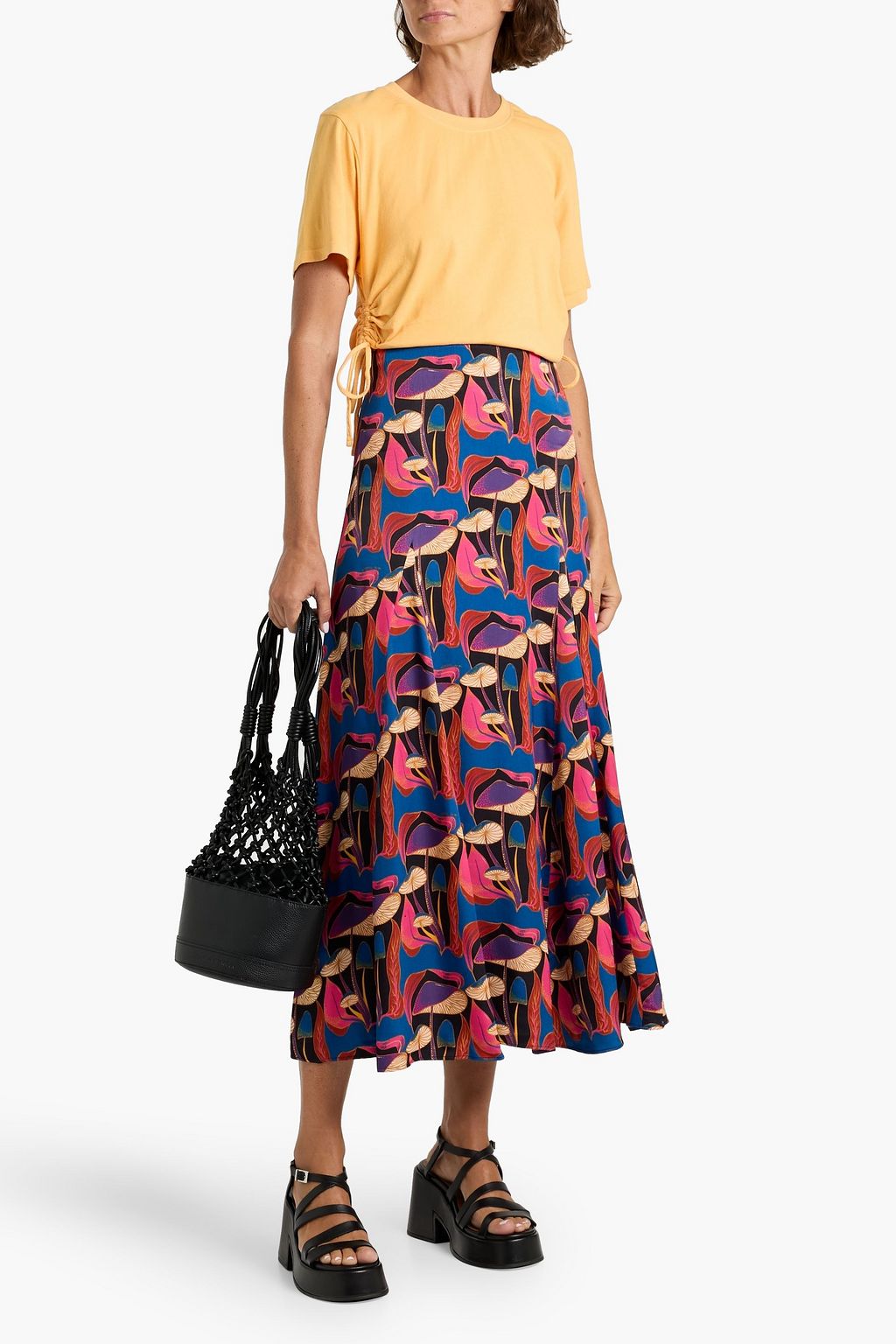 FARM RIO Printed woven midi skirt
