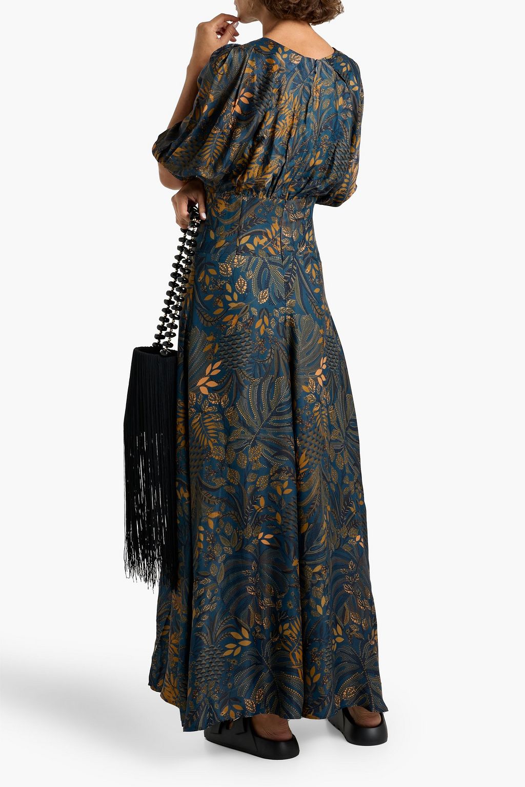 FARM RIO Printed crepe de chine maxi dress