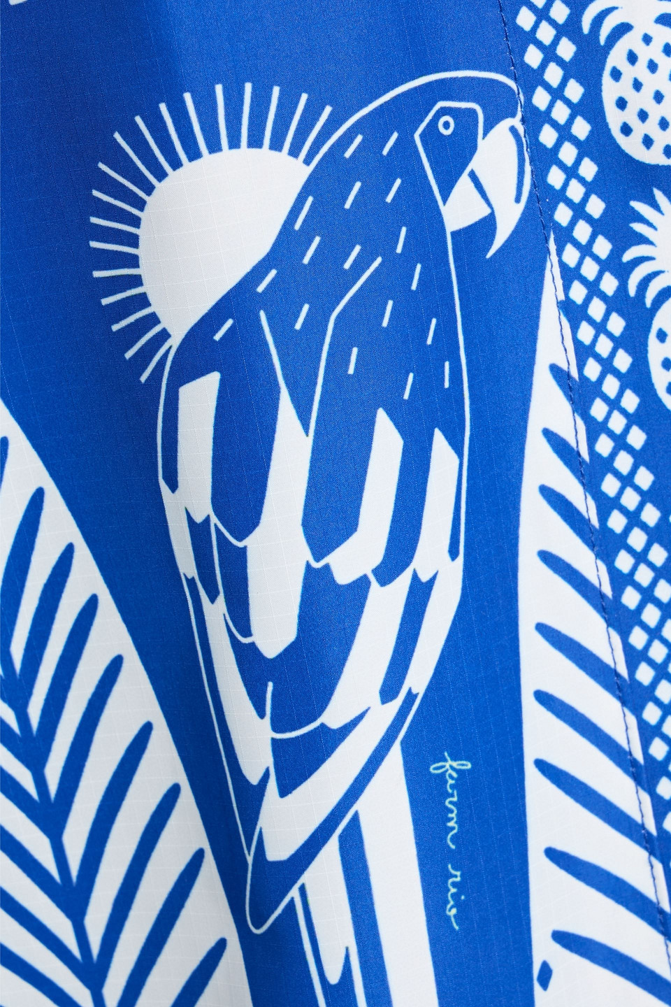 Farm Rio Printed Shell Hooded Raincoat In Blue