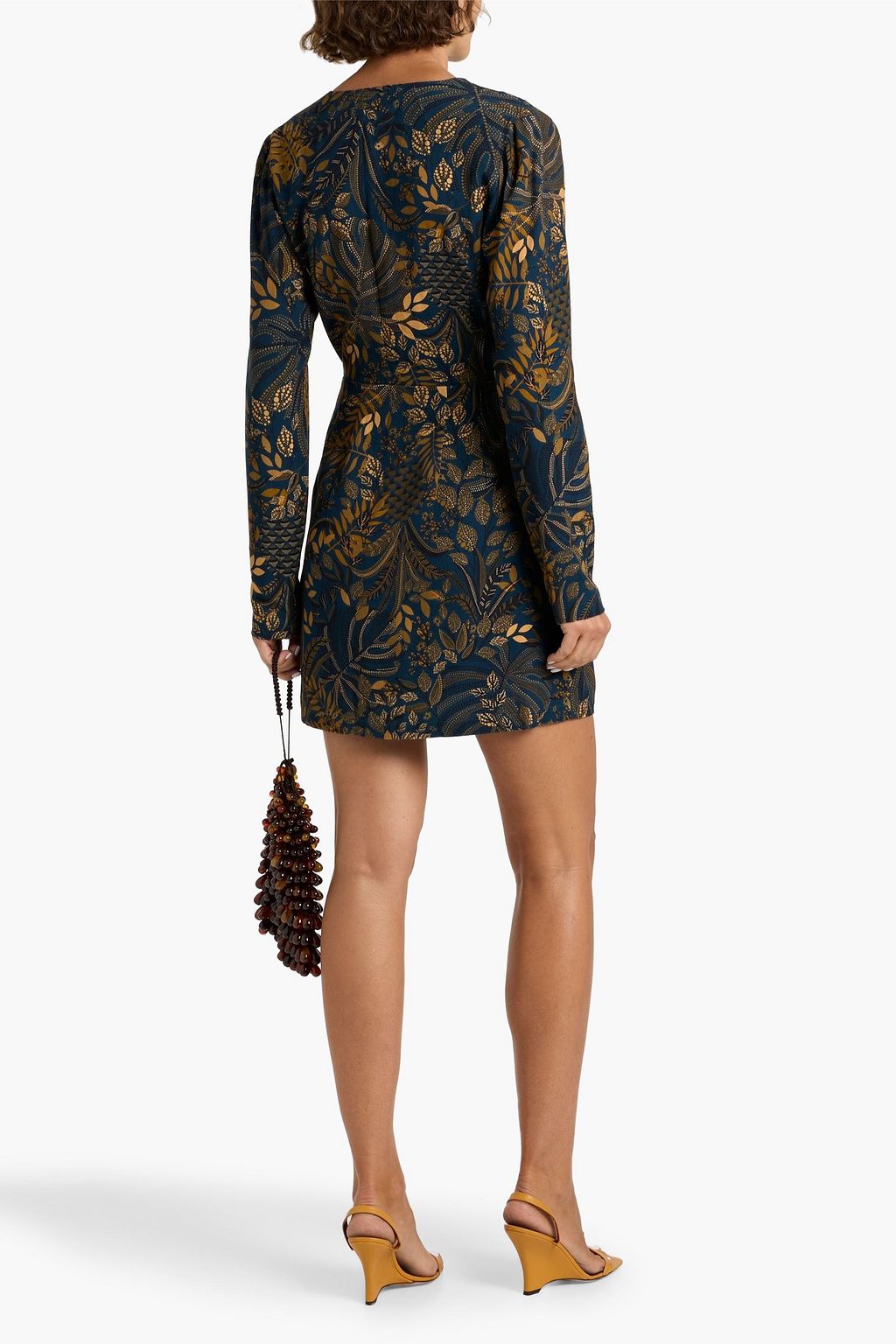 FARM RIO Printed crepe mini wrap dress
