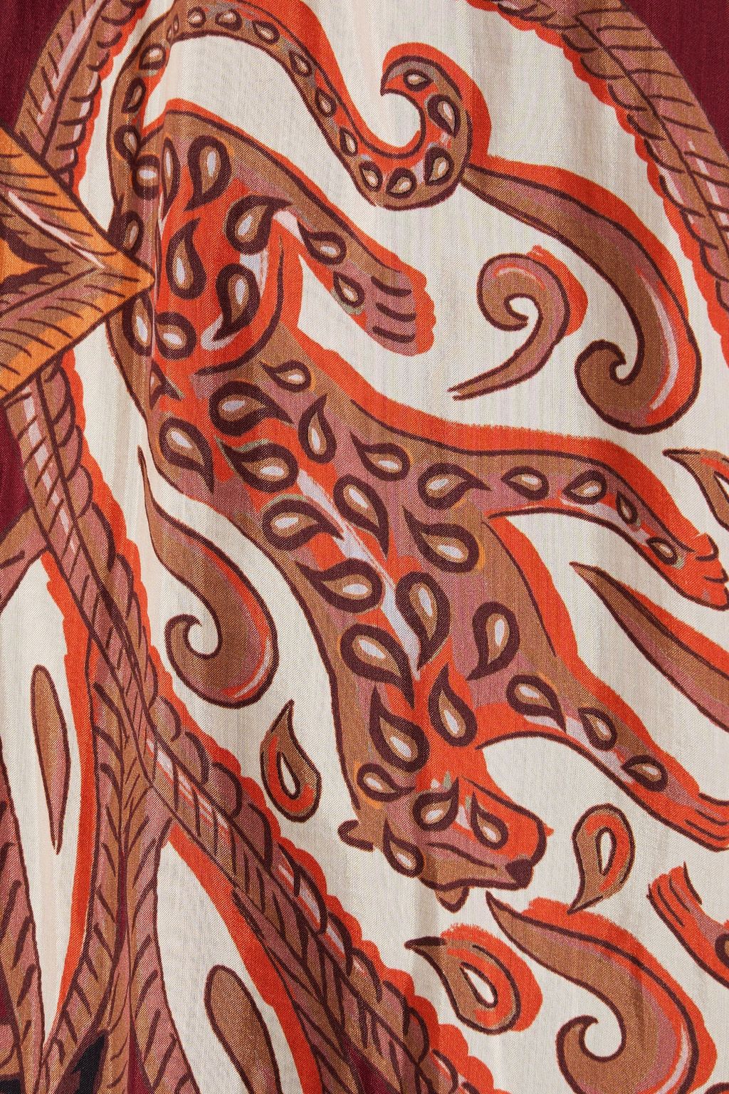 FARM RIO Belted paisley-print cotton-voile mini dress