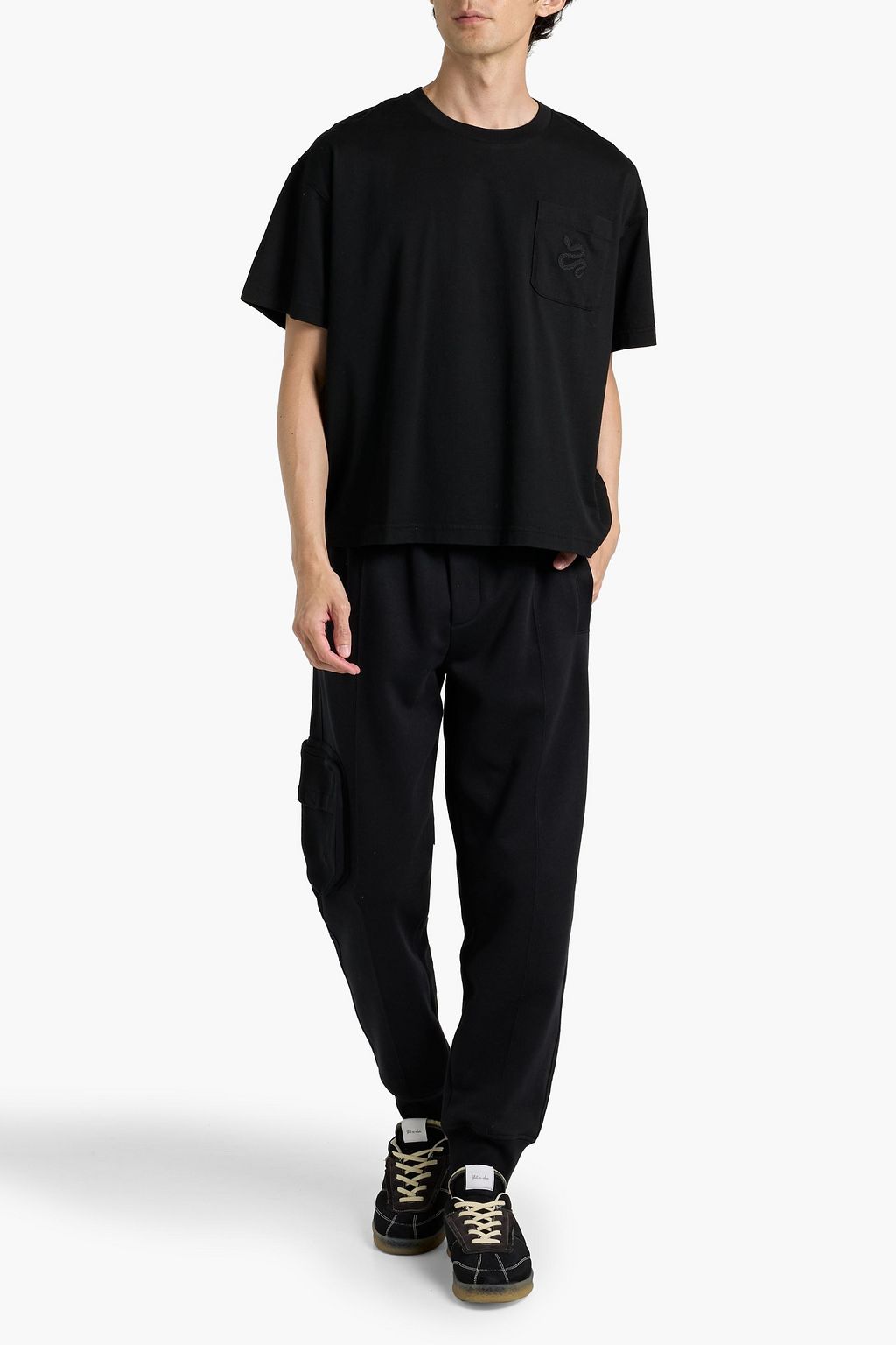 FRAME Embroidered cotton-jersey T-shirt