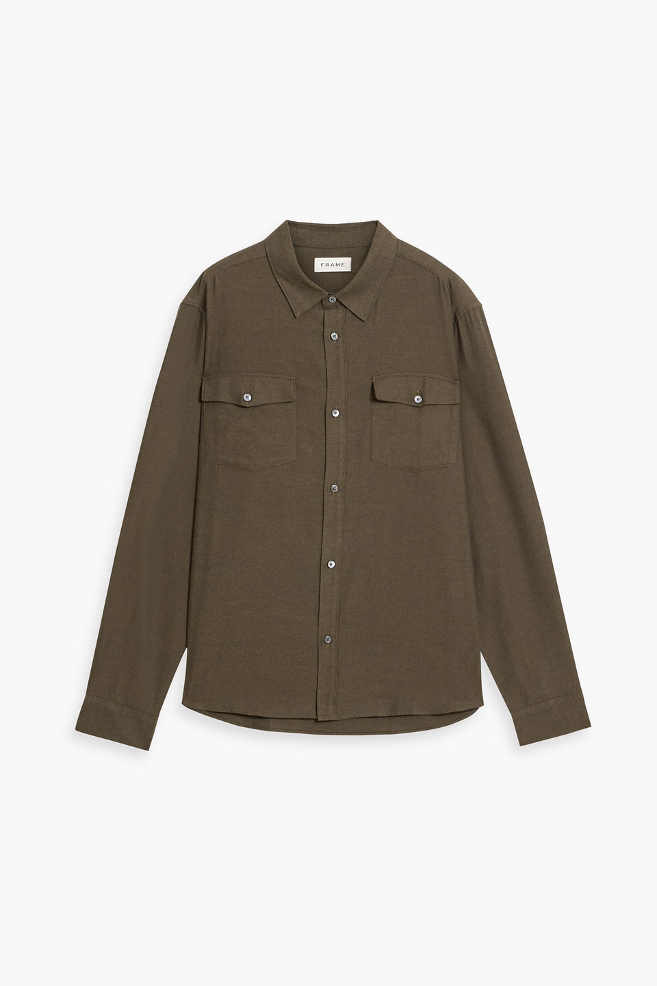 Frame Cotton And Merino Wool-blend Flannel Shirt In Green
