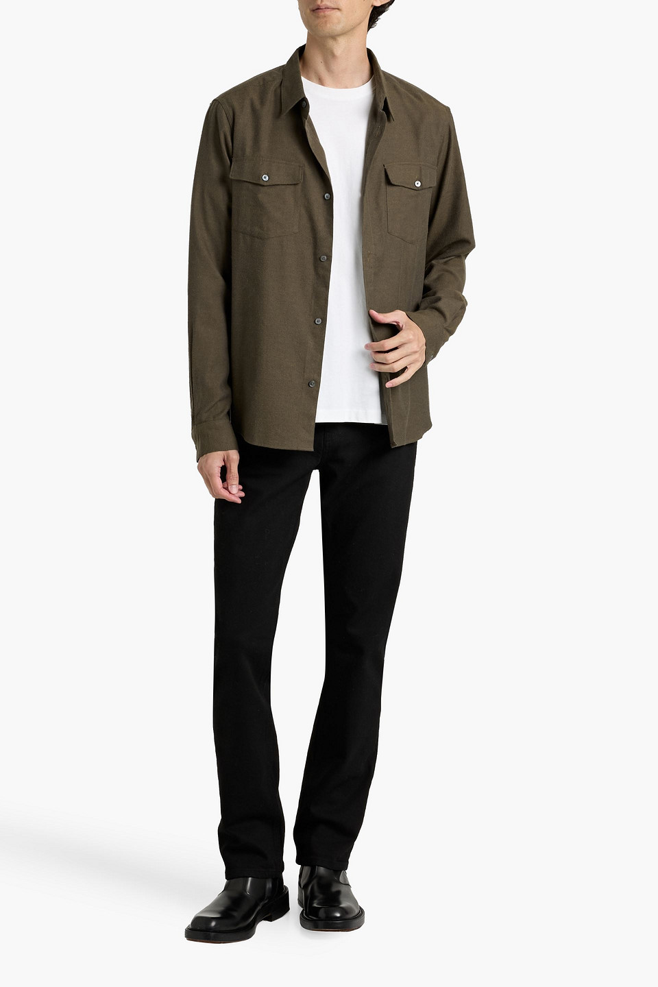 Frame Cotton And Merino Wool-blend Flannel Shirt In Green