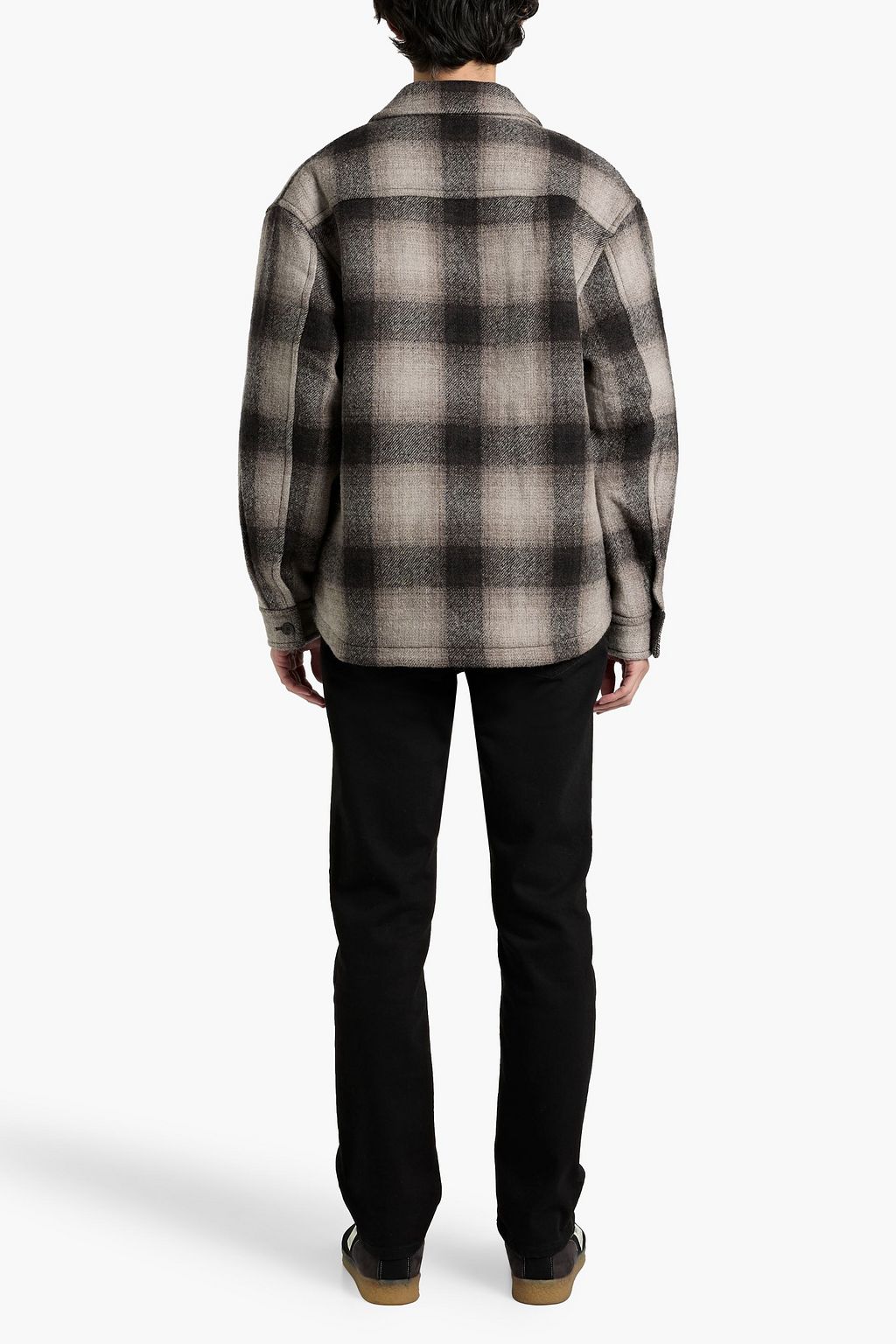 FRAME Checked padded wool-blend overshirt