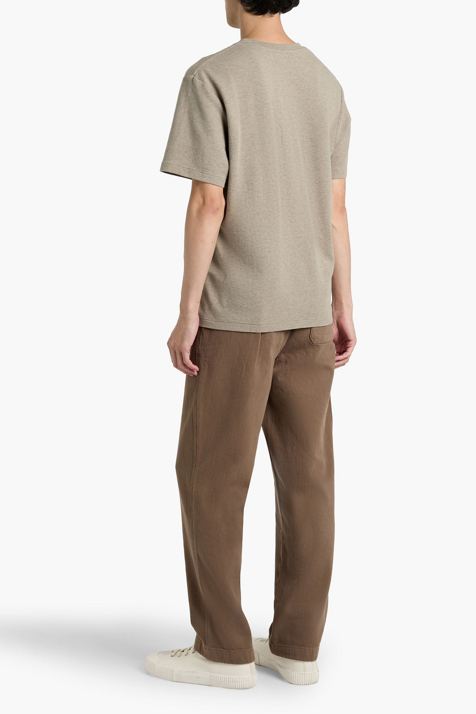 Frame Duo Fold Cotton-jersey T-shirt In Brown