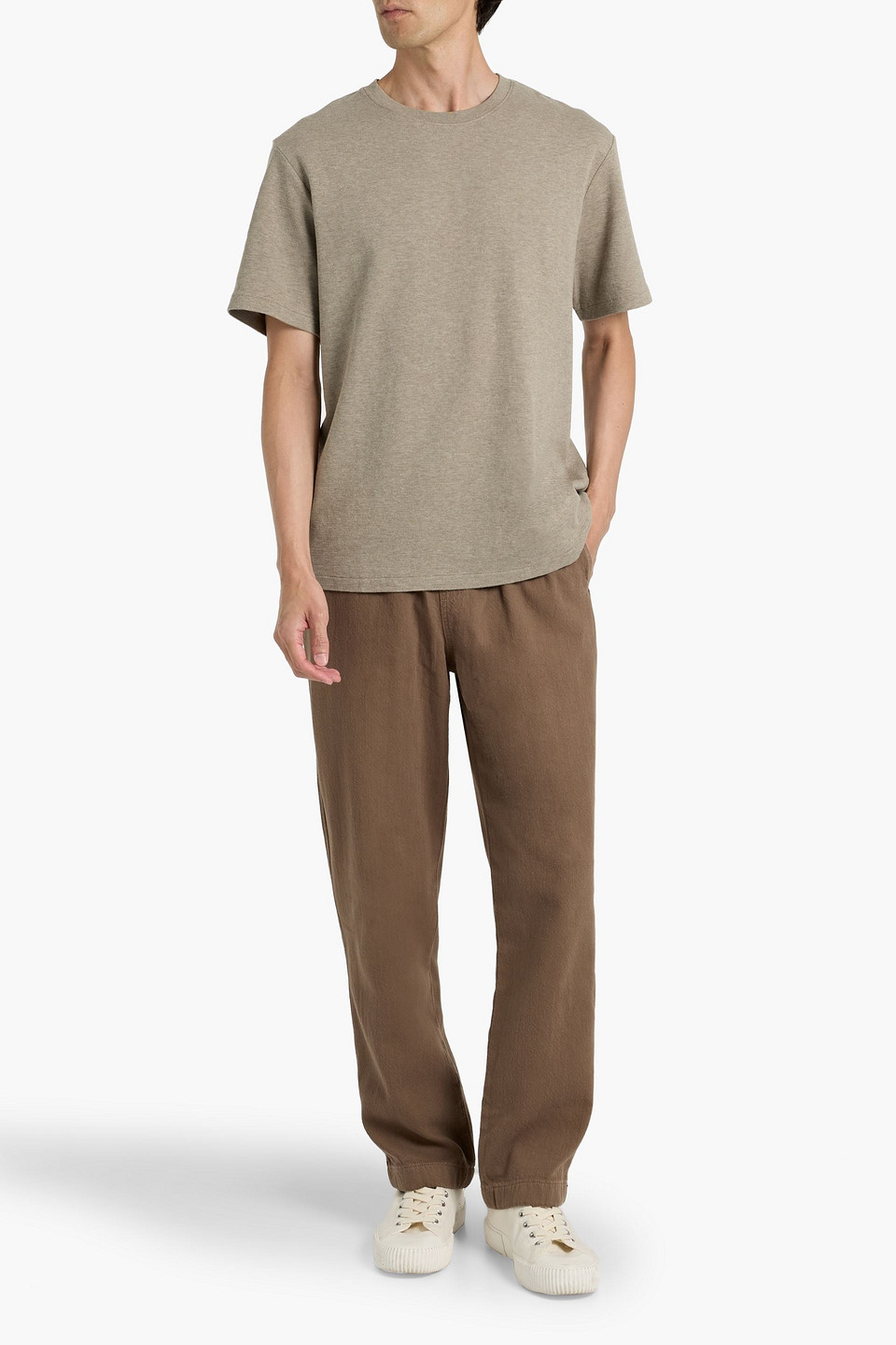 Frame Duo Fold Cotton-jersey T-shirt In Brown