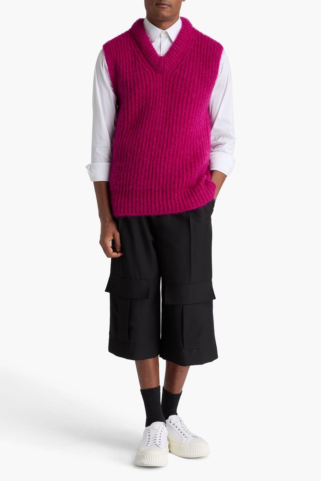 JIL SANDER Ribbed mohair and wool-blend vest