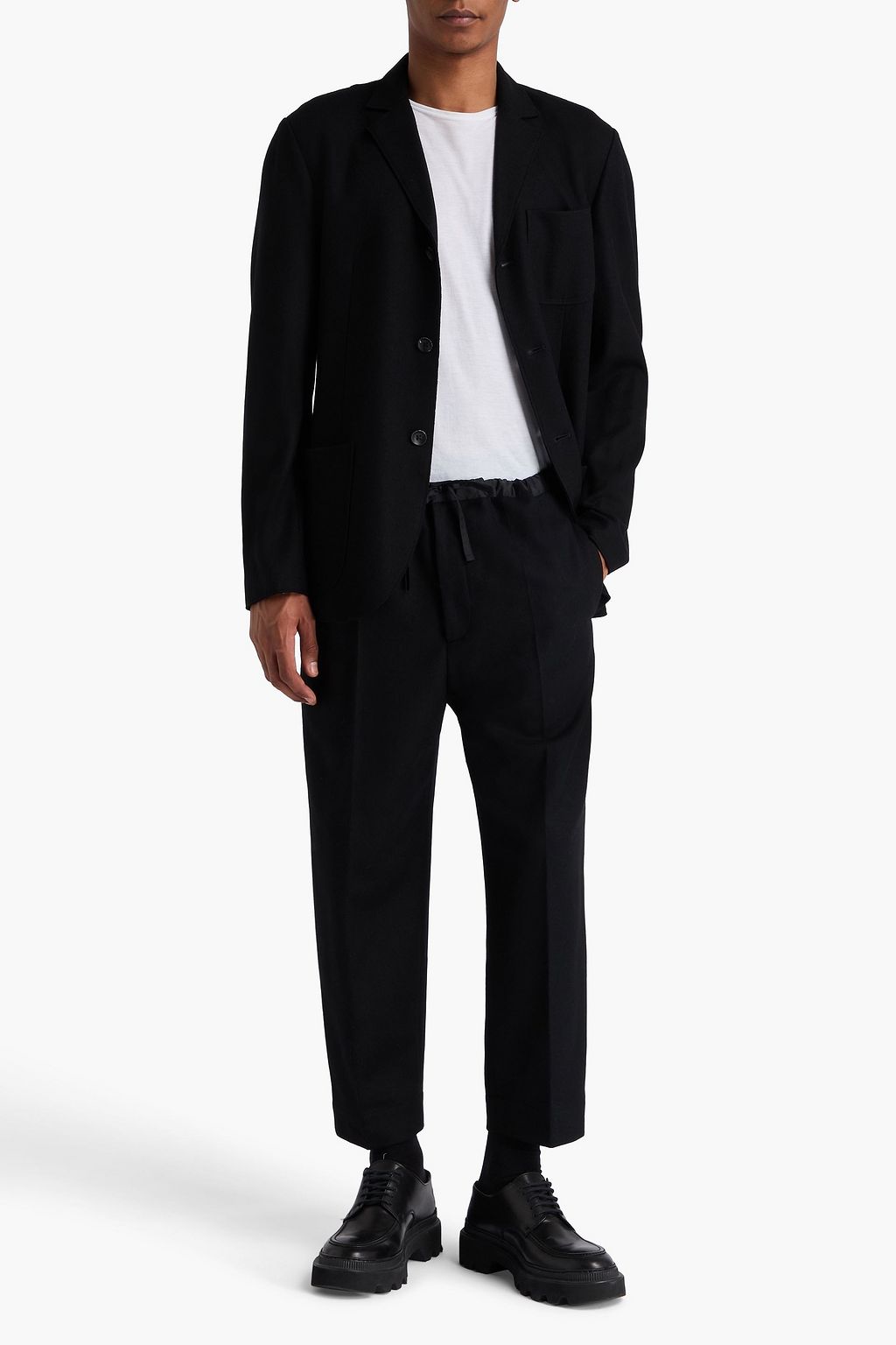 JIL SANDER Cropped tapered wool-blend felt pants