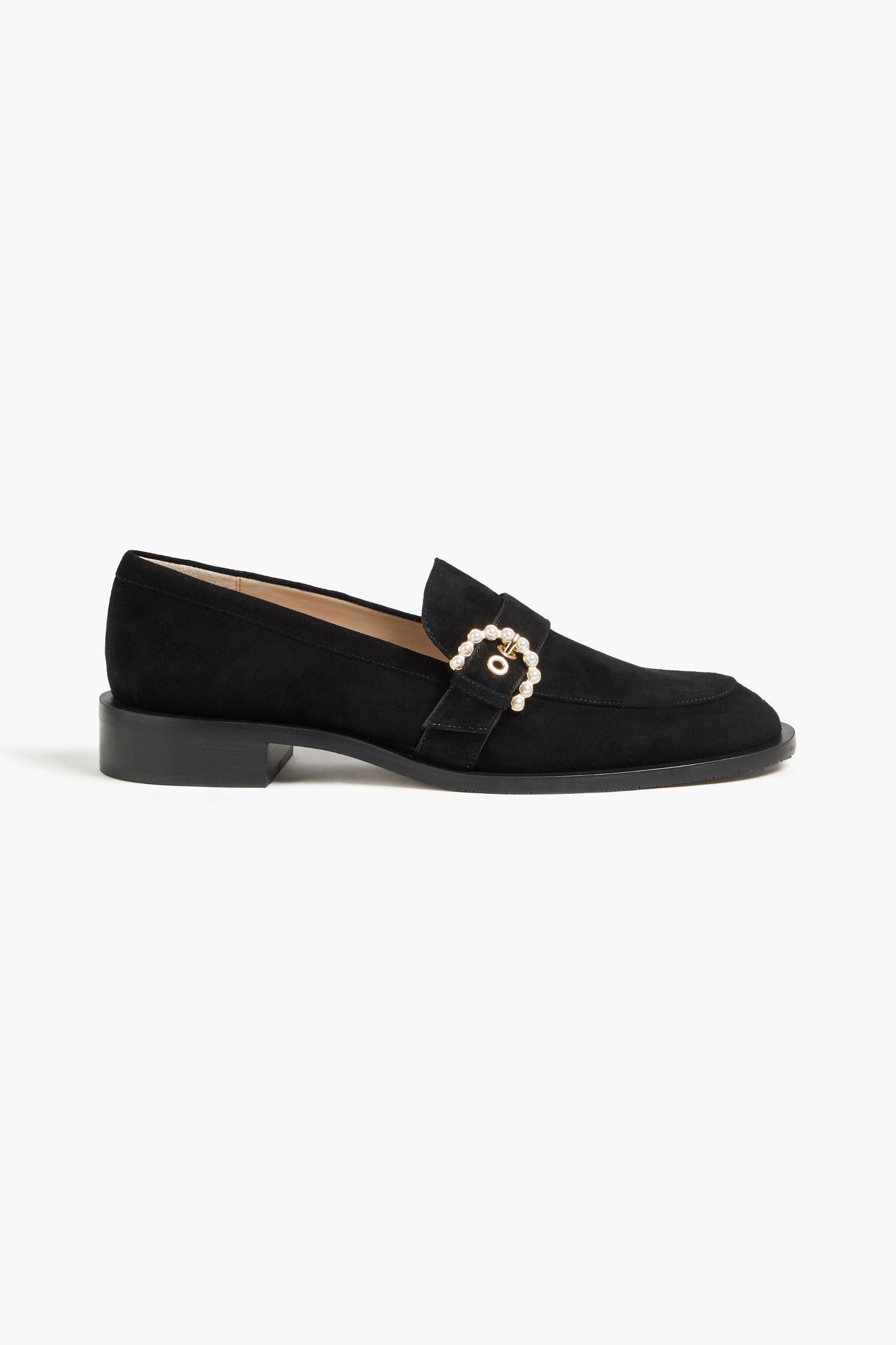 Stuart Weitzman Piper embellished suede loafers