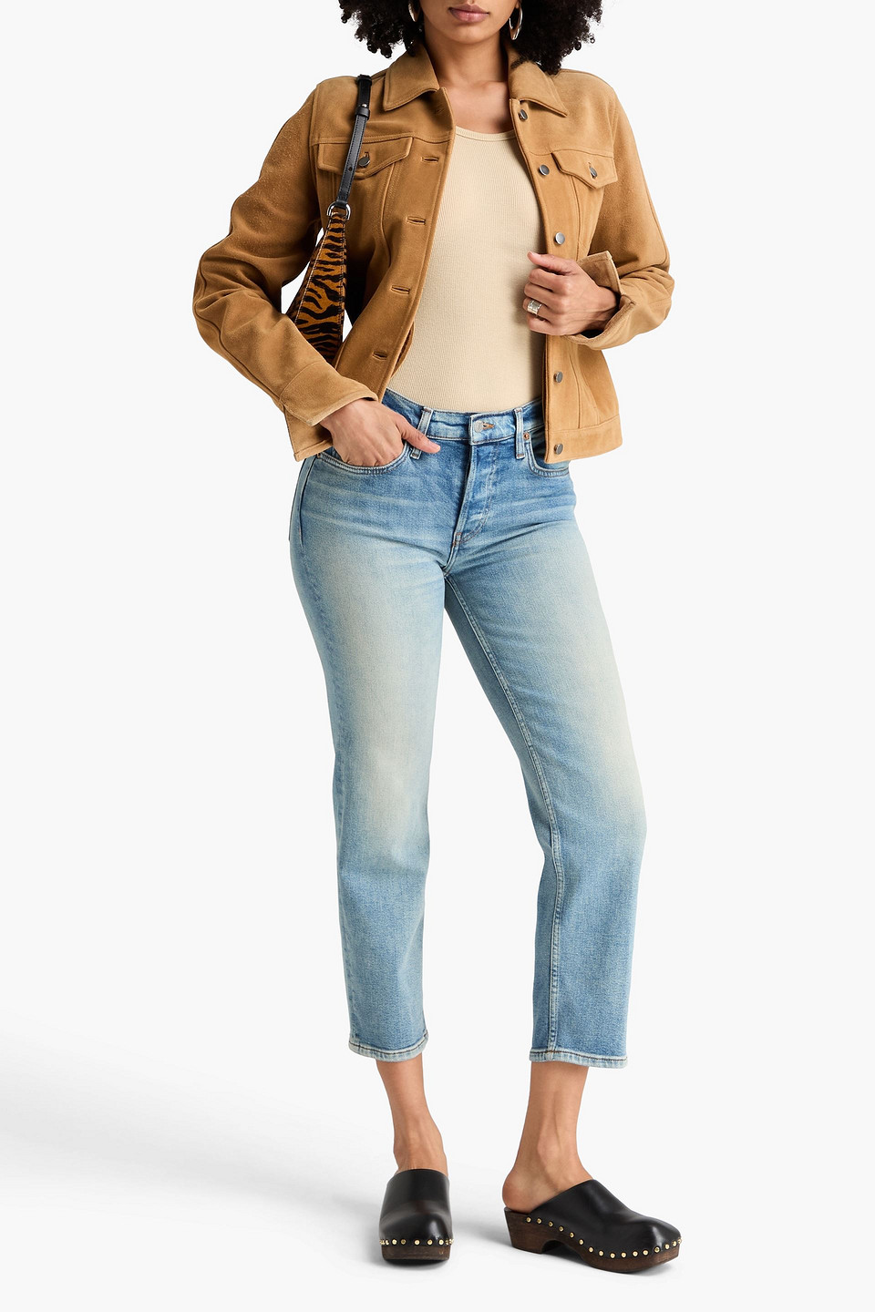  Re/done - Cropped Mid-rise Straight-leg Jeans - Blue - 25 