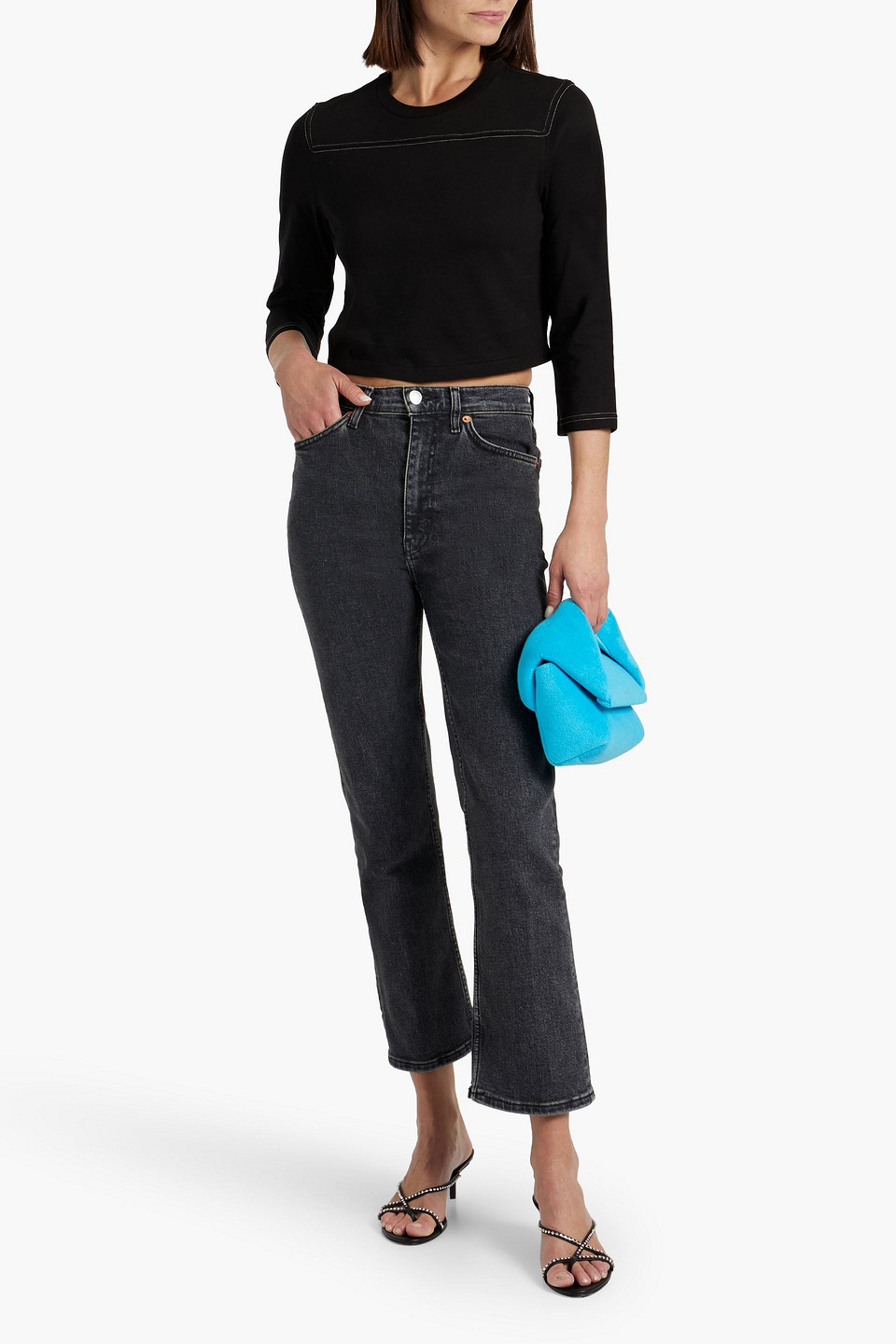  Re/done - 70s Hoch Sitzende Cropped Bootcut-jeans - Grau - 25 