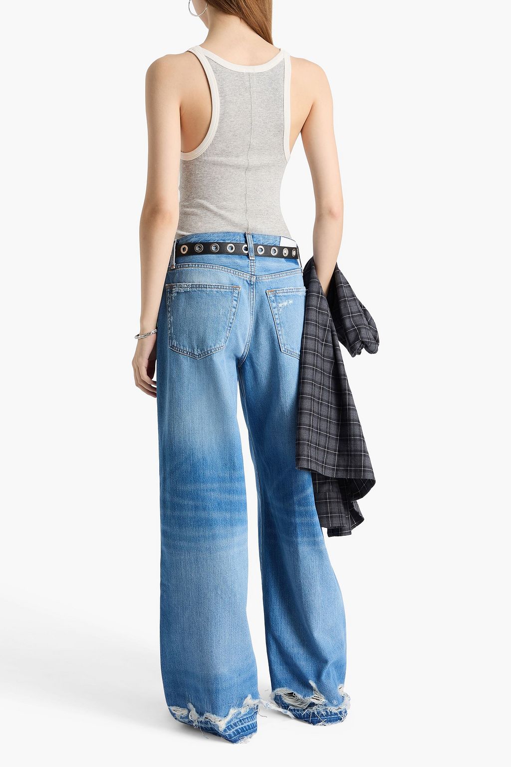 RE/DONE Palazzo distressed mid-rise wide-leg jeans