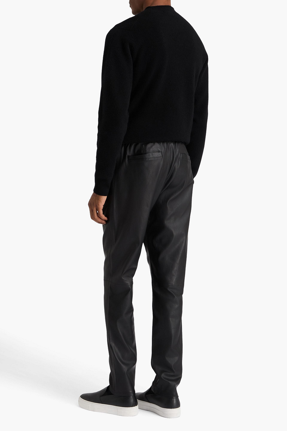 Paige Sinder Tapered Leather Pants In Black