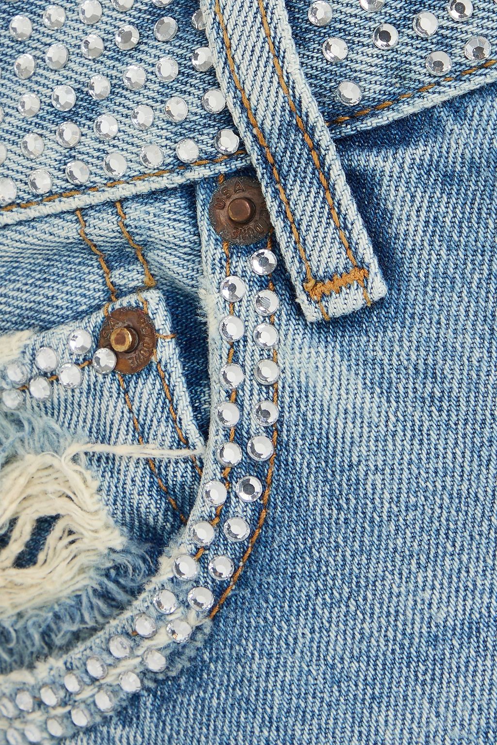 RE/DONE Crystal-embellished high-rise straight-leg jeans