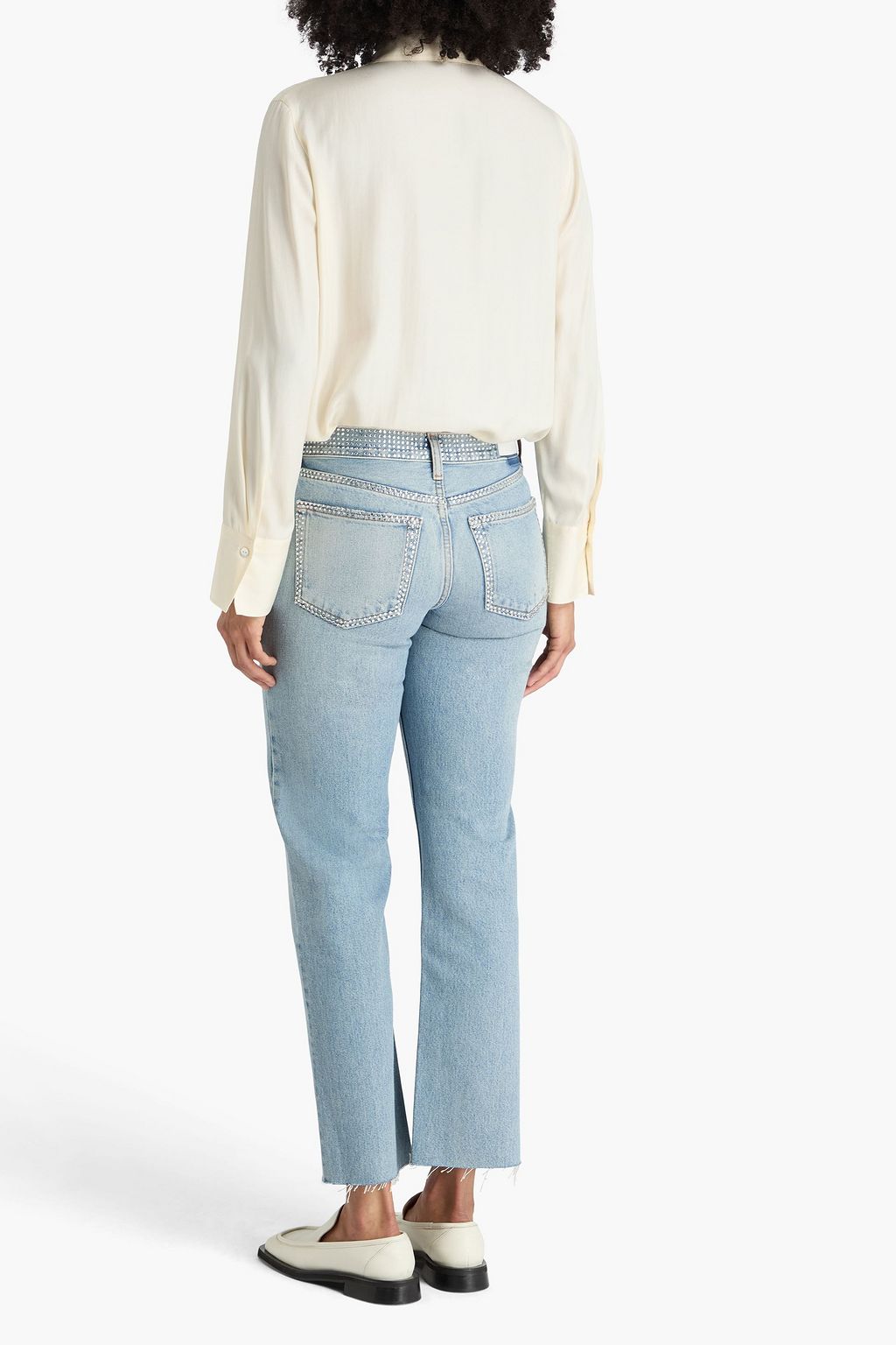 RE/DONE Crystal-embellished high-rise straight-leg jeans