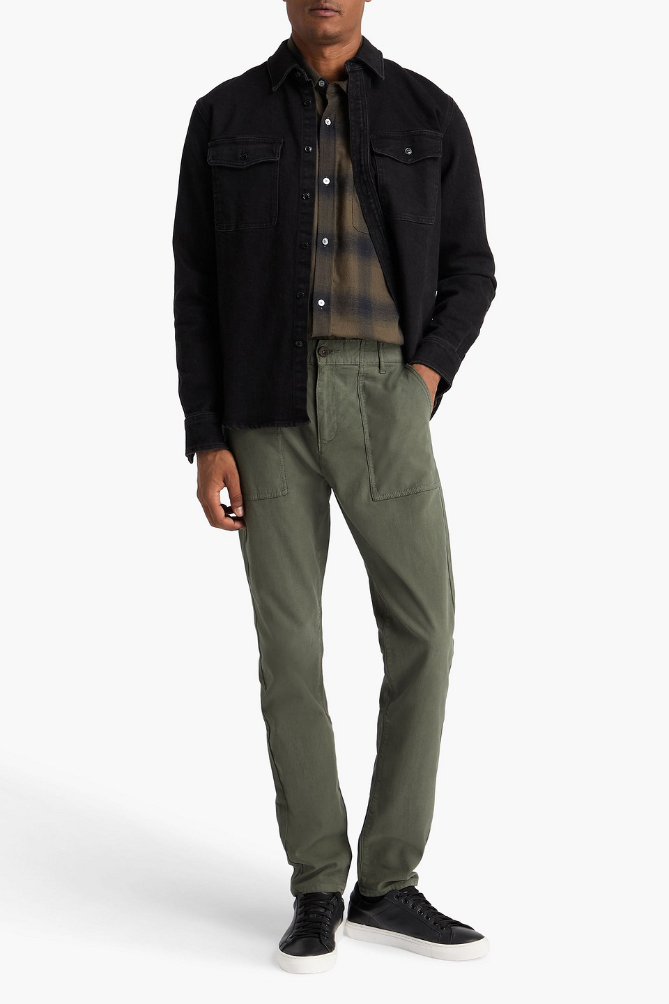Paige Cragmont Slim-fit Cotton-blend Canvas Pants In Green