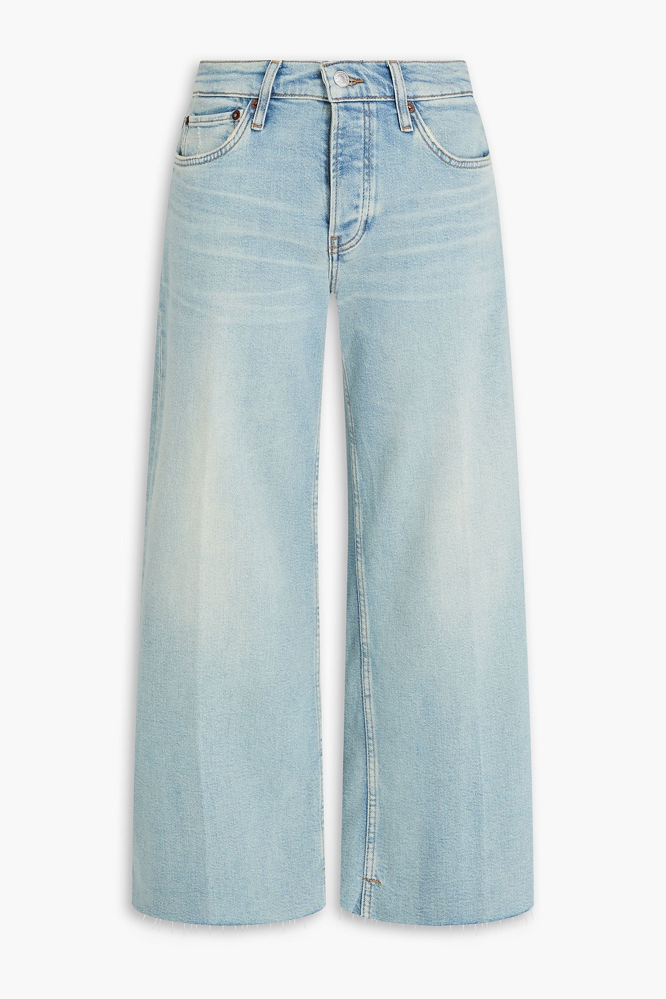 re/done - cropped mid-rise wide-leg jeans - blue - 25