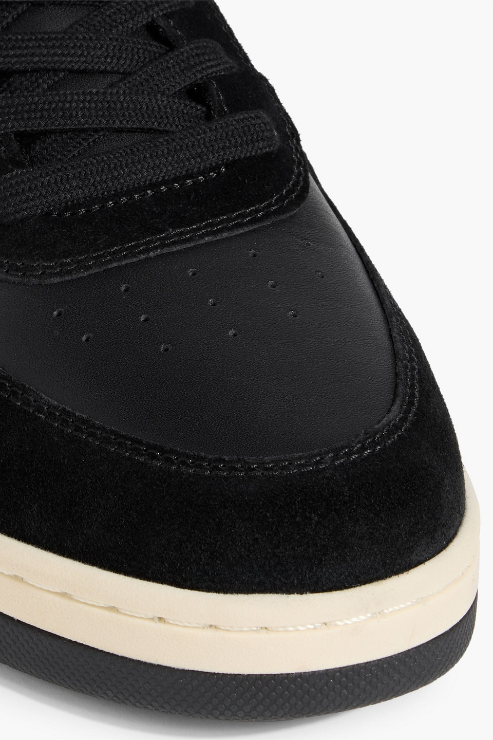 Rag & Bone Retro Court Suede-trimmed Leather Sneakers In Black