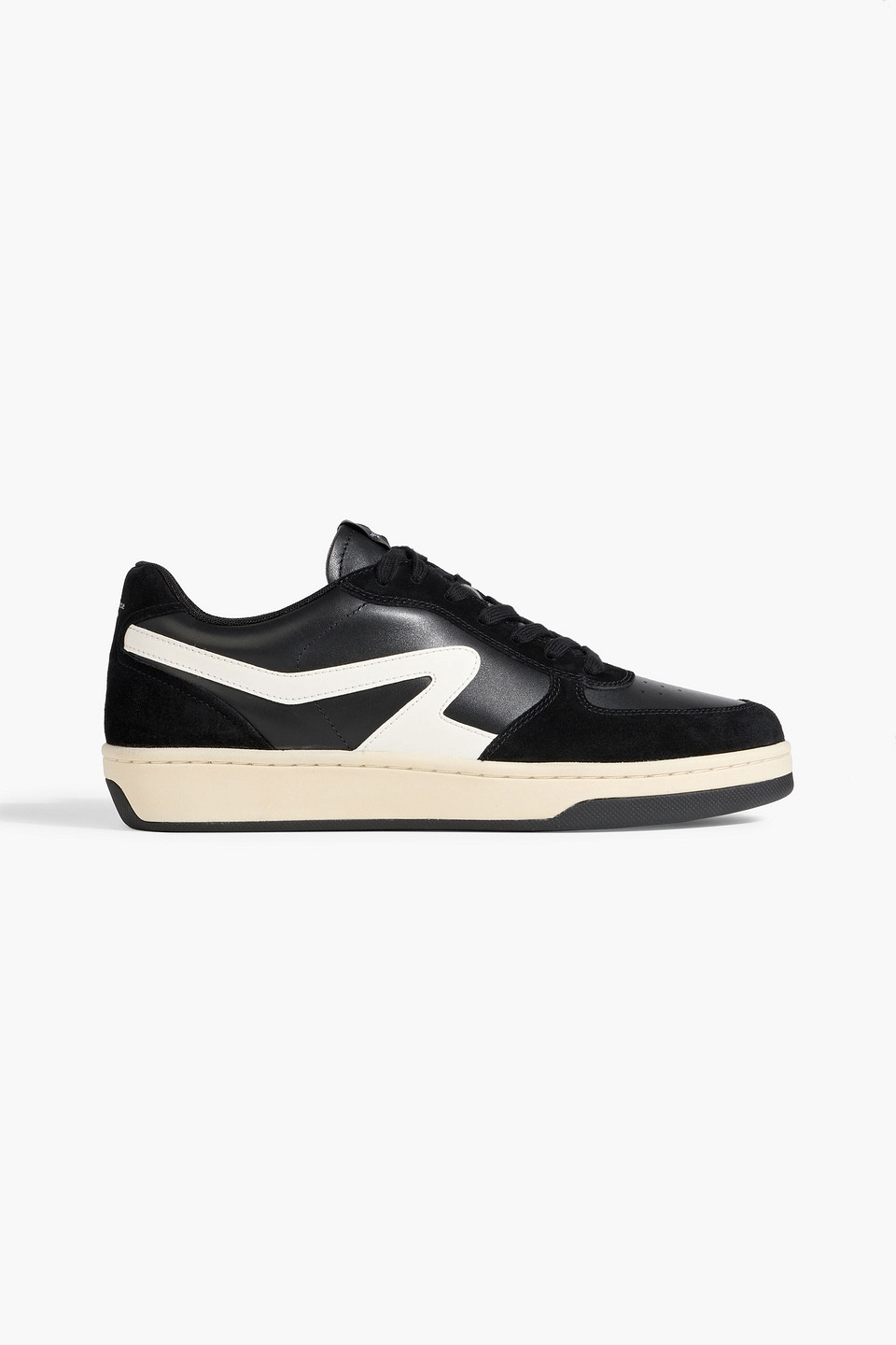 Rag & Bone Retro Court Suede-trimmed Leather Sneakers In Black