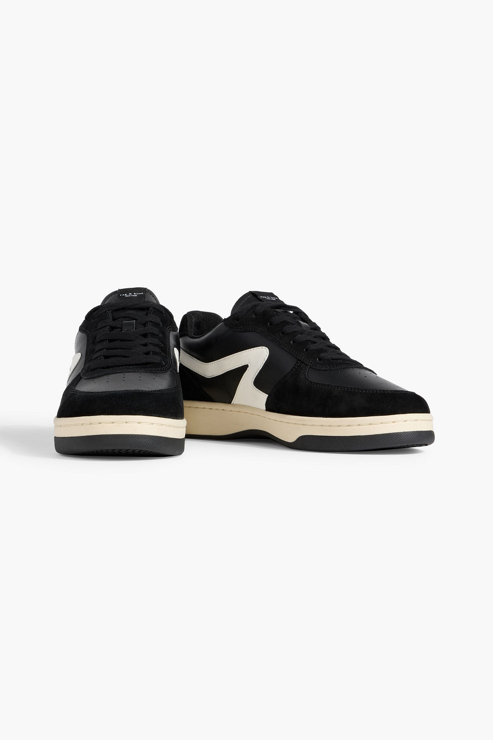 Rag & Bone Retro Court Suede-trimmed Leather Sneakers In Black