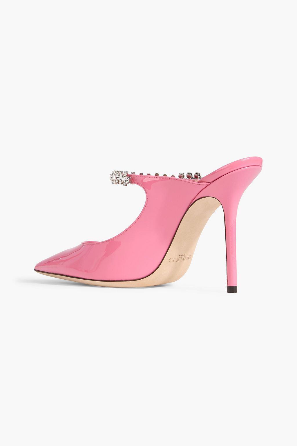 JIMMY CHOO Bing 100 crystal-embellished patent-leather mules