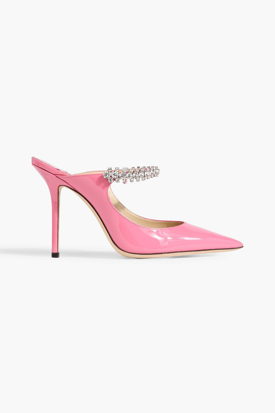 Jimmy Choo Bing 100 Crystal-embellished Patent-leather Mules In Multi