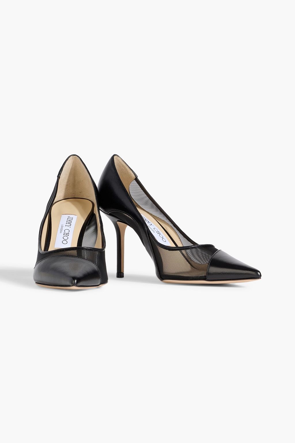 JIMMY CHOO Love 85 mesh and leather pumps