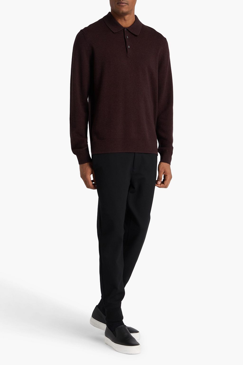 PAIGE Finsbury merino wool and cotton-blend polo sweater