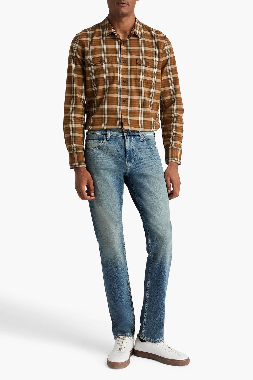 PAIGE Everett checked cotton-blend poplin shirt