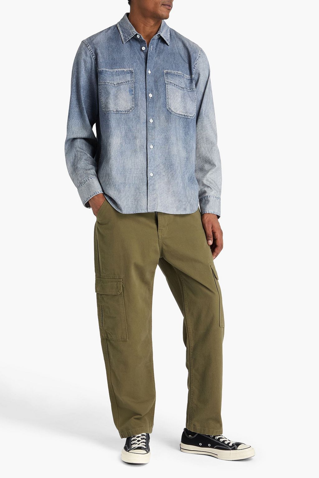 RAG & BONE Miramar denim-effect print cotton and Lyocell-blend shirt