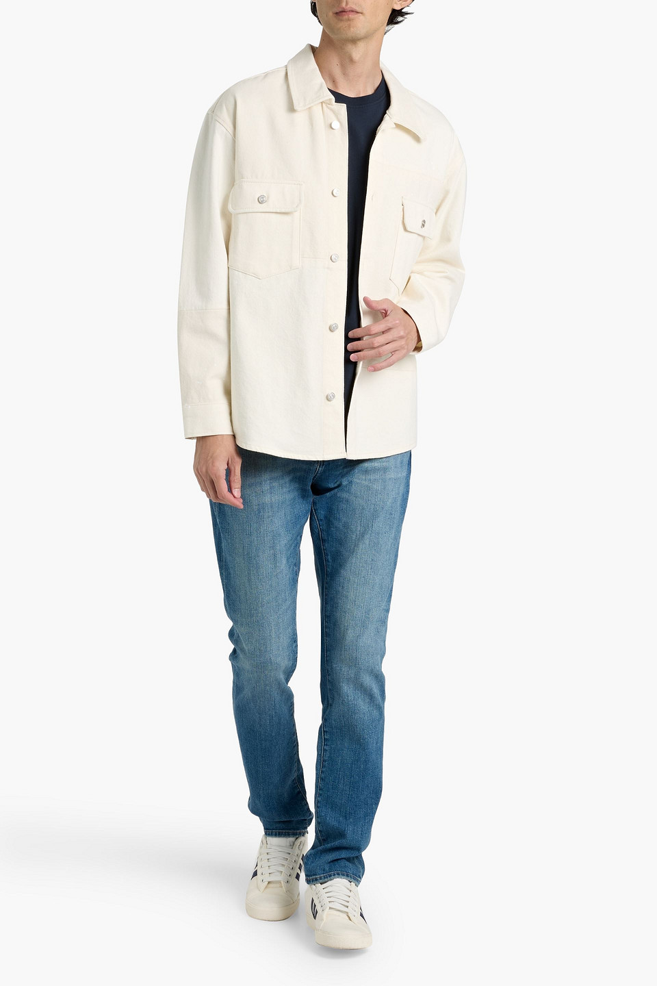 Frame L'homme Slim-fit Whiskered Denim Jeans In Blue