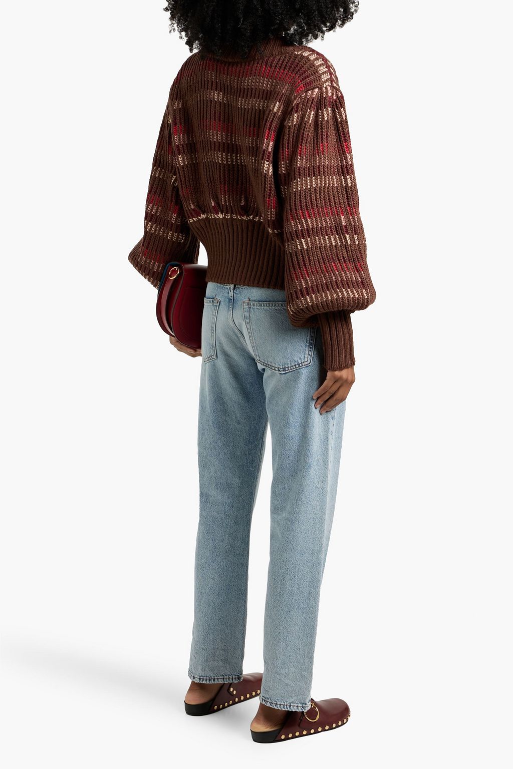 FARM RIO Striped ribbed-knit cardigan