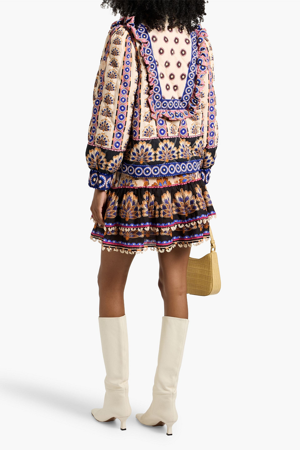 Farm Rio Ruffled Floral-print Padded Shell Jacket In Multi