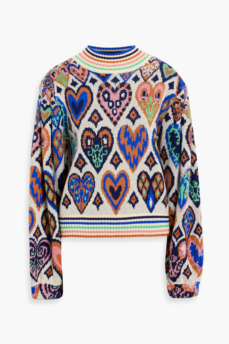 Farm Rio Jacquard-knit Turtleneck Sweater In Multi