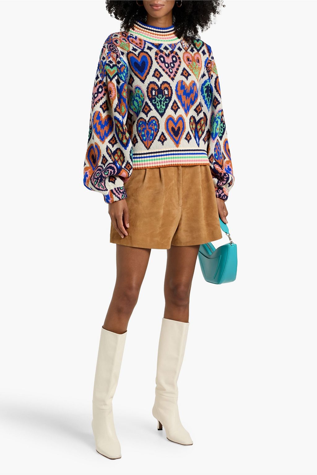 FARM RIO Jacquard-knit turtleneck sweater