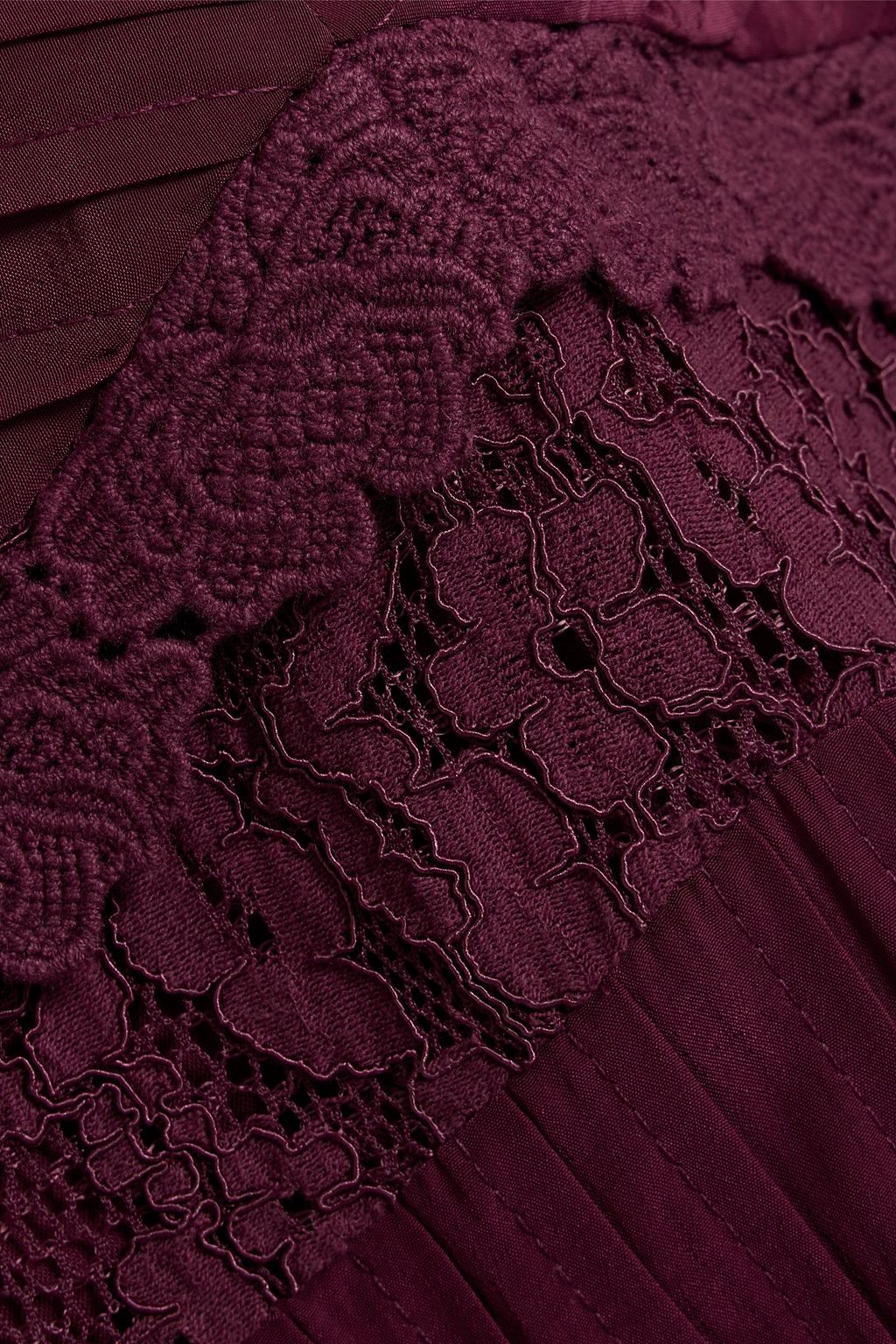 FARM RIO Crochet-trimmed corded lace and crepe de chine camisole
