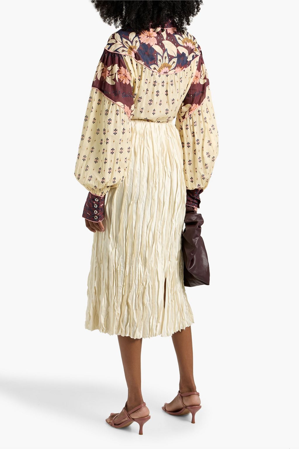 FARM RIO Floral-print cotton-voile blouse