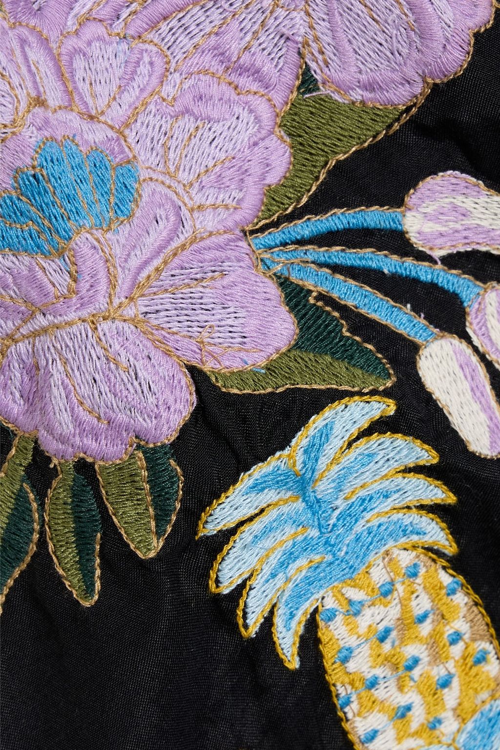 FARM RIO Embroidered cotton-blend voile blouse