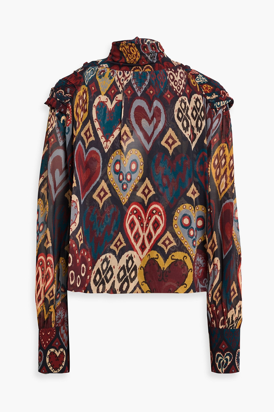 Farm Rio Tie-back Cutout Printed Chiffon Blouse In Multi