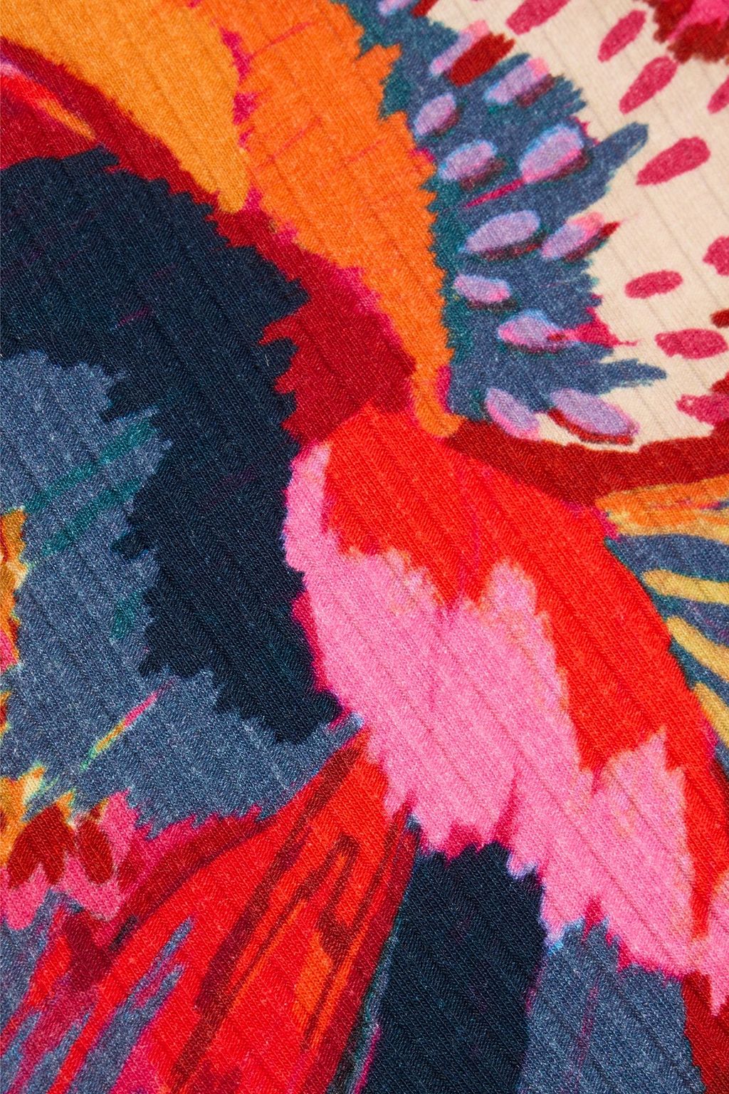 FARM RIO Floral-print ribbed cotton-blend bodysuit