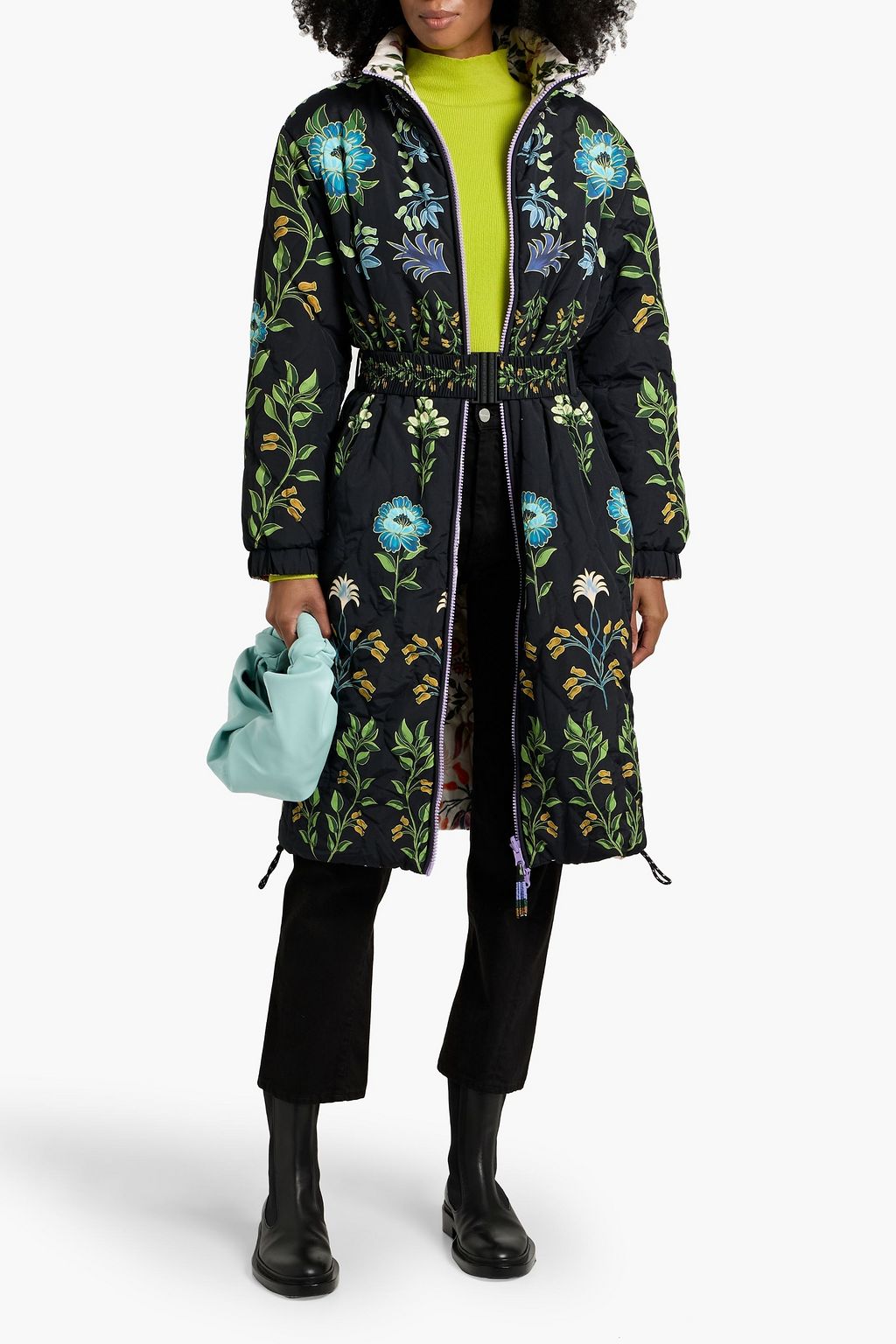 FARM RIO Reversible floral-print quilted shell jacket