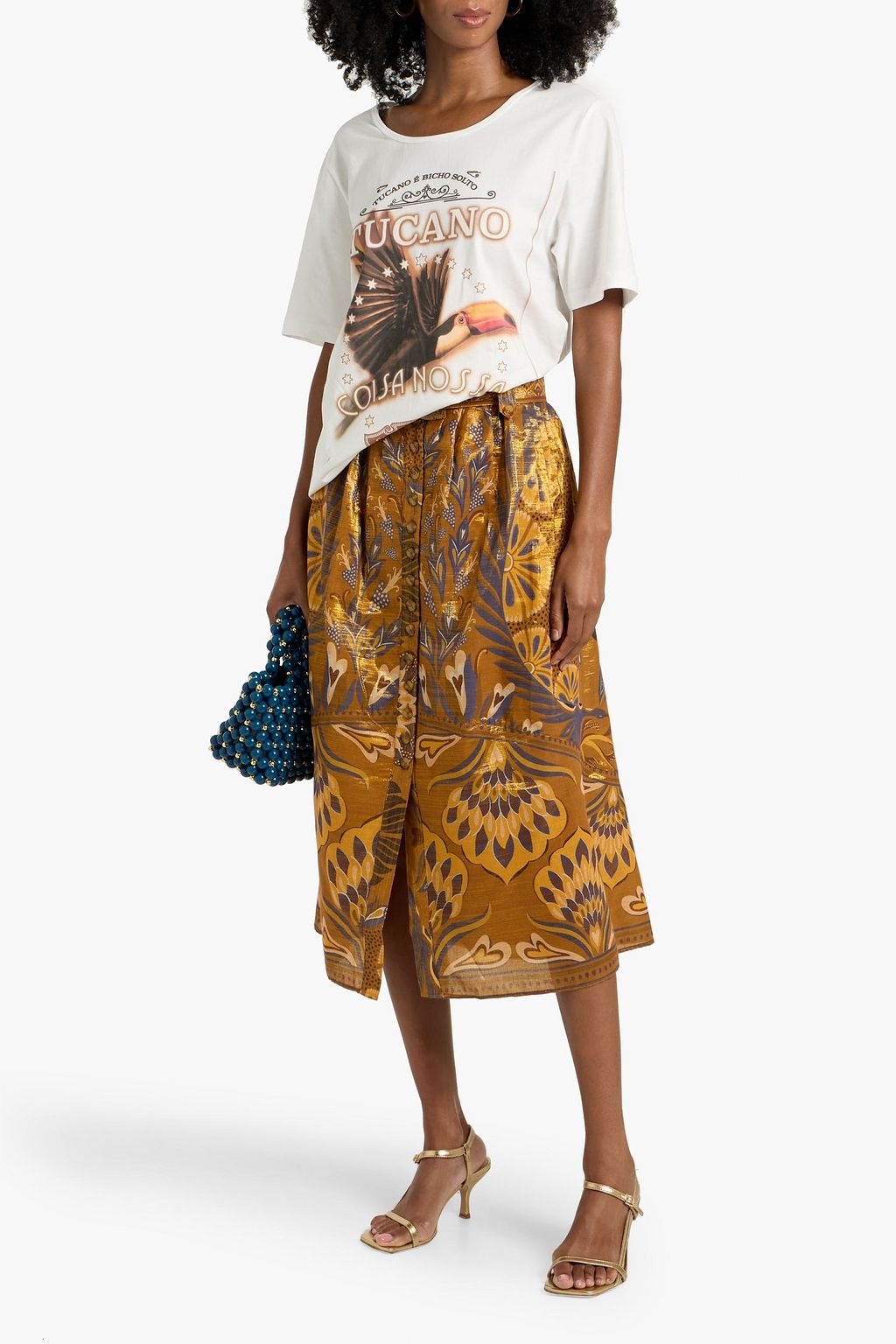 FARM RIO Printed cotton-jersey T-shirt