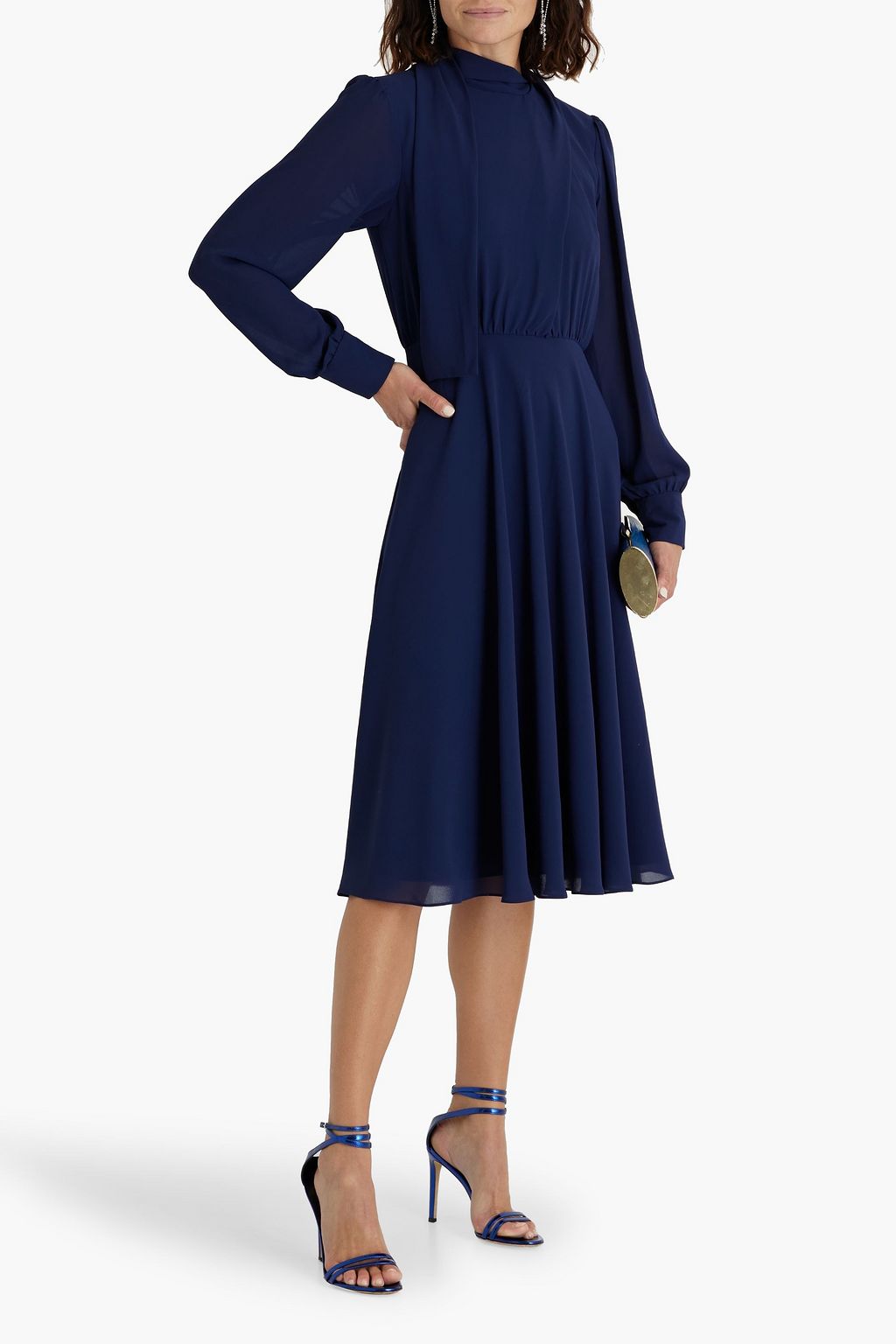 MIKAEL AGHAL Crepe de chine midi dress