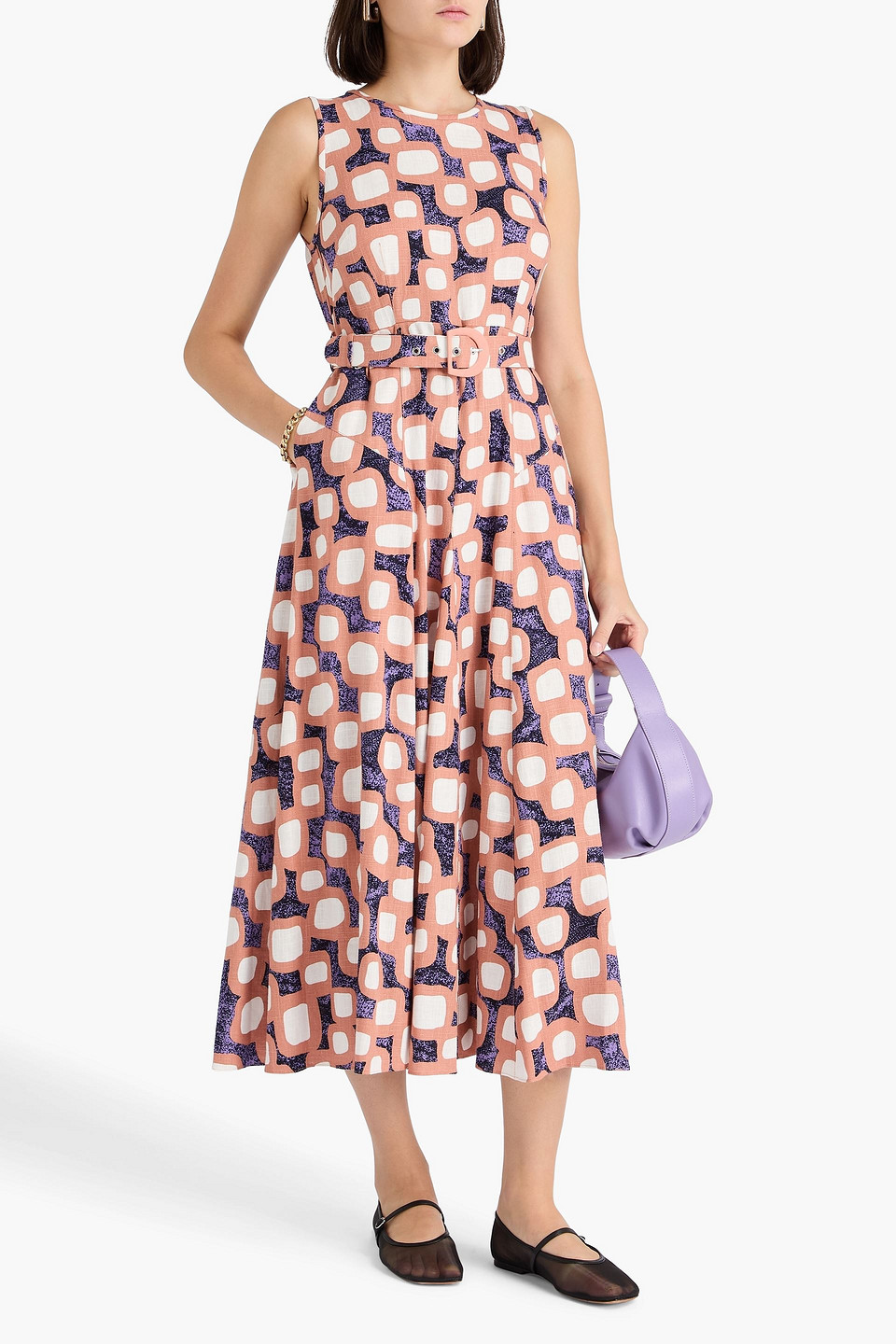 Diane Von Furstenberg Elliott Abstract Print Sleeveless Midi Dress In Multi