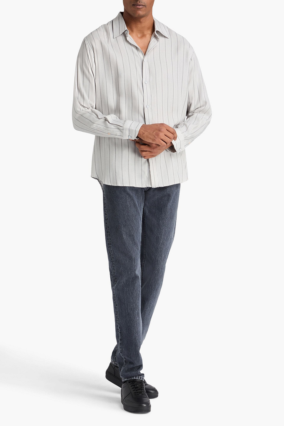  Rag & Bone - Matthew Striped Modal-jacquard Shirt - Gray - S 