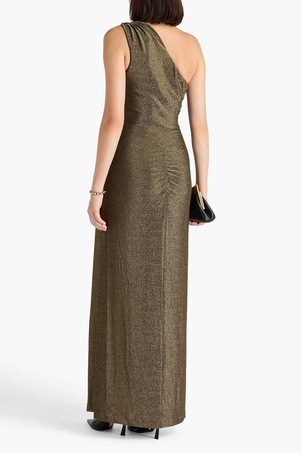 DIANE VON FURSTENBERG Rafael one-shoulder draped metallic jersey maxi dress