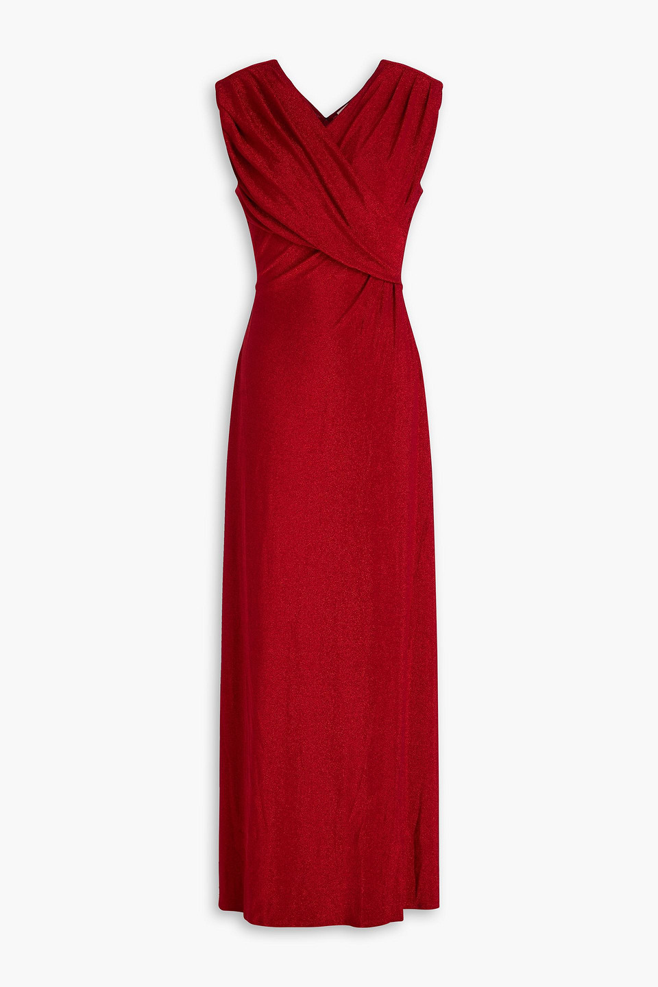 Diane Von Furstenberg Tomas Draped Metallic Jersey Maxi Dress In Red
