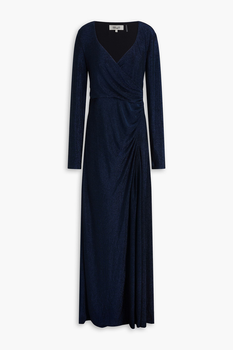 Diane Von Furstenberg Raffi Draped Metallic Jersey Maxi Dress In Blue |  ModeSens